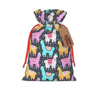 Indian Alpaca Printing 4.7x6.9 In Christmas Bag With Drawstring,Ideal For Adults To Wrap Gifts For Christmas Halloween