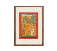 Indian Art Vintage Print Poster Vasanti Ragini Ragamala Series Women Sari Hindu Painting (Rustic Frame with Mount)