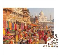 Indian Bazaar 1000 Piece Jigsaw Puzzle Recycled Taj Mahal Senior Puzzles Party Game Props Developing Boy & Girl‘s Intelligence Educational Fun 52x38cm/1000pcs
