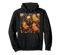 Indian Block Print Folk Art Birds Pullover Hoodie