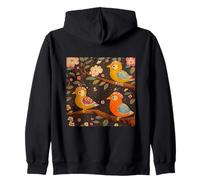 Indian Block Print Folk Art Birds Zip Hoodie