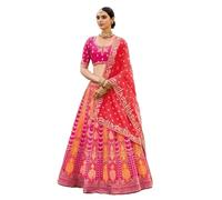 Indian Bridal Woman Stitched Embroidered Banarsi Silk Wedding Lehenga Choli 5701, 1, Medium