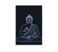 Indian Buddhism Neon - Line Style Seated Buddha Poster Modern Wall Art Canvas Aesthetic Decoration Painting 08x12inch(20x30cm) Unframe-style