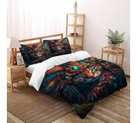 Indian Cat Bedding Set Super King（260x220cm）, Indian Culture Comforter Cover For Kids Boys Girls Teens Indian Culture 3D Print Comforter Sets, 3Pcs with 2 Pillowcase