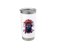 Indian Chief Native American Feather Headdress Artwork Stainless Steel Insulated Tumbler