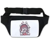 Indian Chief Skull Tomahawk Peace Pipe Waist Bag Fanny Pack White