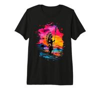 Indian Chief Sunset Native American Feather Headdress Premium T-Shirt