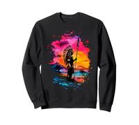 Indian Chief Sunset Native American Feather Headdress Sweatshirt