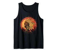Indian Chief Sunset Native American Feather Headdress Tank Top