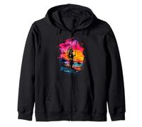 Indian Chief Sunset Native American Feather Headdress Zip Hoodie