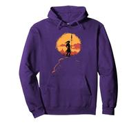 Indian Chief Sunset Native American Pride Native American Pullover Hoodie, Adult Unisex, Purple, Small