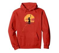 Indian Chief Sunset Native American Pride Native American Pullover Hoodie, Adult Unisex, Red, Medium