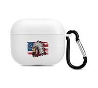 Indian Chief U.S. Flag Headphone & Earphone Cases Compatible with Airpod 3 Scratch-Resistant TPU Protective Cover with Keychain