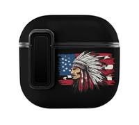 Indian Chief U.S. Flag Headphone & Earphone Cases Compatible with Airpod 4 Scratch-Resistant PC Protective Cover with Secure Buckle