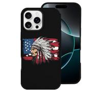 Indian Chief U.S. Flag Mobile Phone Basic Cases Compatible with iPhone 16/16 Plus/16 Pro/16 Pro Max Leather Anti-Scratch Covers