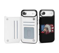 Indian Chief U.S. Flag Mobile Phone Flip Cases Compatible with iPhone 17/17 Air/17 Pro/17 Pro Max Anti-Scratch Covers