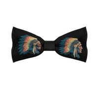 Indian Chief Wearing War Bonnet Mens Classic Bow Ties Adjustable Length Printed Design Bowtie for Birthdays Valentine's Day Gifts