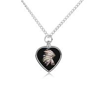 Indian Chieftain's Headdress Custom Urn Necklace for Ashes Heart Keepsake Pendant Jewelry Memorial Cremation