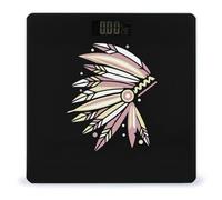 Indian Chieftain's Headdress Digital Bathroom Scale for Body Weight LCD Display Tempered Glass Weighing Scales
