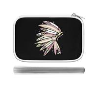 Indian Chieftain's Headdress Pencil Case Holder Pouch Stationery Pen Bag PU Leather Organizer