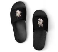 Indian Chieftain's Headdress Women's House Slippers for Men Shower Slides Bathroom Shoes Sandals 44 (270mm)