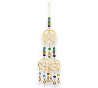 Indian Chimes - Brass Tri-Pentagram - 7 Bells KDMD Gold One Size
