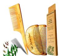 Indian Cloud Organic Neem Wooden Beard & Long Tail Comb for men and women Dandruff Control, Hair Straightening, Frizz Control, Natural & Eco-Friendly (Pack of 3)