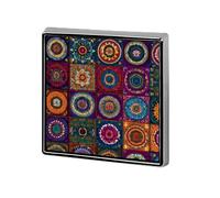 Indian Colorful Pattern Print Square Badge Metal Decorative Brooches 0.7 Inch Funny Lapel Pin Gift for Backpack Clothing