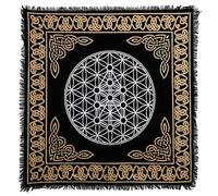 Indian Consigners Altar Cloth Geometric Witchcraft Alter Tarot Spread Top Cloth Wiccan Square Spiritual 36 by 36 sacred cloth (Geometric Gold Silver)