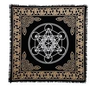 Indian Consigners Altar Cloth Hexagonal Metatron Witchcraft Alter Tarot Spread Top Cloth Wiccan Square Spiritual 36 by 36 sacred cloth (Hexagonal Metatron Gold Silver)