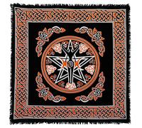 Indian Consigners Altar Cloth Orange Goddess Pentagram Witchcraft Alter Tarot Spread Top Cloth Wiccan Square Spiritual 36 by 36 sacred cloth (Orange Goddess Pentagram)
