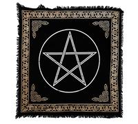 Indian Consigners Altar Cloth Pentagram Witchcraft Alter Tarot Spread Top Cloth Wiccan Square Spiritual 36 by 36 sacred cloth (Pentagram Gold Silver)