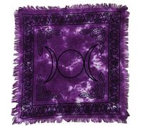 Indian Consigners Altar Cloth Purple Triple Moon Pentagram Goddess Witchcraft Alter Tarot Spread Top Cloth Wiccan Square Spiritual 18 by 18 sacred cloth (Purple Triple Moon)