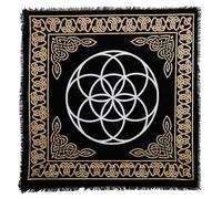 Indian Consigners Altar Cloth Seed Of Life Witchcraft Alter Tarot Spread Top Cloth Wiccan Square Spiritual 36 by 36 sacred cloth (Seed Of Life Gold Silver)
