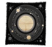 Indian Consigners Altar Cloth - Solar System Design in Gold & Silver - Witchcraft Wiccan Table Cover 36x36 for Tarot Spreads, Rituals, and Sacred Spaces