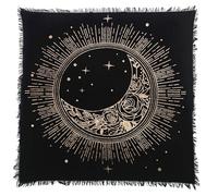 Indian Consigners Altar Cloth Sun Moon Star Witchcraft Alter Tarot Spread Top Wiccan Square Spiritual 36 by 36 Sacred Cloth (Golden Sun Moon Star)
