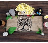 Indian Consigners Altar Cloth - Witchcraft Supplies, Wiccan Altar Tools, Tarot Spread - Witch Pagan Decor, Witchy Gifts - Celtic Tree Of Life - Organic Burlap with Fabric Backing - 24"x12"