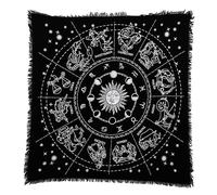 Indian Consigners Altar Cloth Zodiac Astro Witchcraft Alter Tarot Spread Table Cloth Wiccan Square Spiritual 18 by 18 sacred cloth (Zodiac Silver)