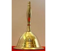 Indian Consigners Brass Altar Bell - 3 Inch Loud Hand Bell with Triquetra Symbol - Wiccan Witchcraft Supplies, Pagan Rituals, Pendulum Use, Meditation