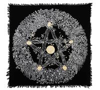 Indian Consigners Floral Pentagram Alter Cloth Perfect Altar Cover Tarot Spread Witchcraft Witchery (90 by 90 CM (36x36 inches), Silver)