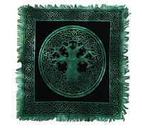 Indian Consigners Green Celtic Tree Alter Cloth Tarot Spread Altar Cloth Small 18" Square Wall Hanging Wiccan Witchcraft Wica Wall Hanging Tree of Life