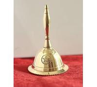 Indian Consigners Hand Bell Loud Brass Call Bells 3 Inches Altar Pendulam Use (Pentagram Gold)