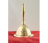 Indian Consigners Hand Bell Loud Brass Calling Bells 3" Altar Pendulum Use (Om Gold)