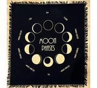Indian Consigners Moon Phases Altar Cloth - Celestial Tablecloth for Tarot, Wicca & Rituals - 36” Square Cotton Wall Hanging for New Moon to Full Moon Cycle