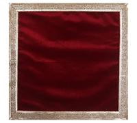 Indian Consigners Solid Red Velvet Cloth With Golden Shinny Border, Aasan Pooja Puja Cloth Poojan Table Cloth Holy Cloth