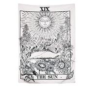 Indian Consigners Tarot Card Wall Tapestry, Decorative Hanging Art (The Sun B/W)