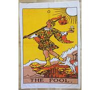 Indian Consigners Tarot Tapestry - The Fool Design - Small Wall Hanging for Tarot Lovers, Altar or Room Décor - Cotton Printed Banner for Spiritual & Boho Interiors