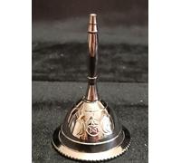 Indian Consigners Tiny Hand Bell Silver Crome Call Bells 3 Inches Nickle Altar Pendulam (Triple Moon Pentagram)