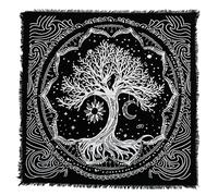 Indian Consigners Tree of Life Altar Cloth - Sun & Moon Witchcraft Tablecloth 24x24” - Cotton Spiritual Tarot Spread for Wicca, Pagan, and Ritual Altars