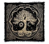 Indian Consigners Tree of Life Altar Cloth Tapestry Tablecloth Celtic Trees Ritual Spiritual cloth for Sacred Places, Cotton Square Tarot table cover